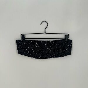 Staud Black Sequin Bandeau Crop Top